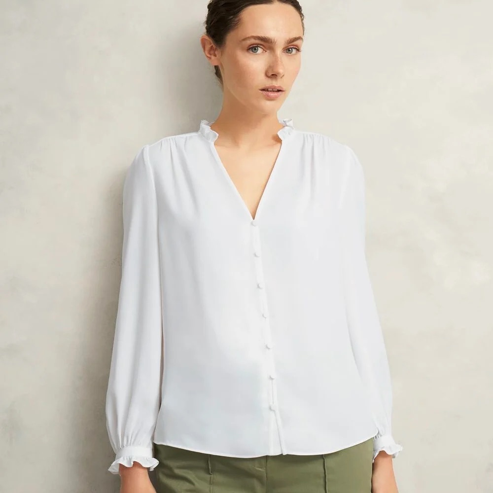 Hobbs Pink Rosalie Long Sleeve Blouse | EUC | Size 6 | (TC)